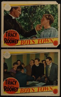 5t0786 BOYS TOWN 2 LCs 1938 Spencer Tracy as Father Flanagan with Mickey Rooney!