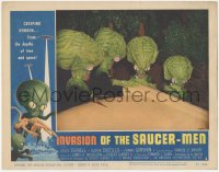 5t0657 INVASION OF THE SAUCER MEN LC #2 1957 c/u of 4 wacky cabbage head aliens making plans by car!