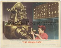 5t0658 INVISIBLE BOY LC #2 1957 best c/u of Richard Eyer connecting Robby the Robot to the computer!