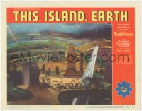 5t0693 THIS ISLAND EARTH LC #8 1955 cool artwork image of spaceships over the futuristic planet!