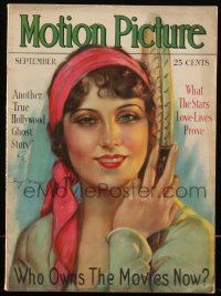 5t0399 MOTION PICTURE magazine September 1929 great cover art of Fay Wray by Marland Stone!