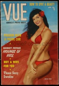 5t0406 VUE digest magazine April 1956 super sexy Bettie Page in skimpy red bikini on the cover!