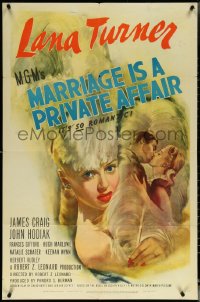 5t1056 MARRIAGE IS A PRIVATE AFFAIR 1sh 1944 sexy art of beautiful young glamorous Lana Turner!
