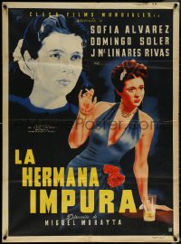5t0463 LA HERMANA IMPURA Mexican poster 1948 Miguel Morayta's The Impure Sister, sexy & different!