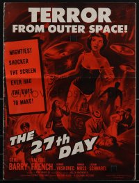 5t0542 27th DAY pressbook 1957 terror from space, five people given the power to destroy nations!