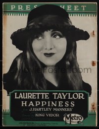 5t0560 HAPPINESS pressbook 1924 40 year-old Laurette Taylor is a teen adopted by rich people, rare!