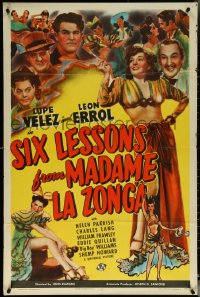5t1179 SIX LESSONS FROM MADAME LA ZONGA 1sh 1941 super sexy Latin dancer Lupe Velez, ultra rare!