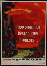 5t0008 SMOKEY BEAR 13x19 special poster 1969 thou shalt not destroy thy forests, ultra rare!