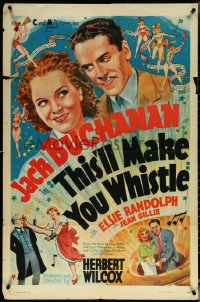 5t1231 THIS'LL MAKE YOU WHISTLE 1sh 1938 great art of Jack Buchanan, Eslie Randolph and cast!