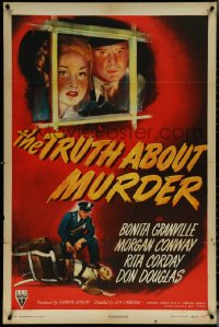 5t1249 TRUTH ABOUT MURDER 1sh 1946 District Attorney vs. his own wife in court, film noir!