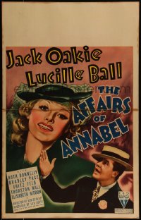 5t0081 AFFAIRS OF ANNABEL WC 1938 great art of Lucille Ball over photo of Jack Oakie, ultra rare!