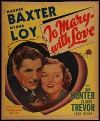 5t0120 TO MARY - WITH LOVE WC 1936 great image of pretty Myrna Loy & Warner Baxter in hearts, rare!
