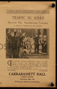5t0350 TRAFFIC IN SOULS herald 1913 super early Universal movie exposing white slavery in New York!