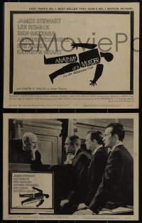5t0716 ANATOMY OF A MURDER 8 LCs 1959 Otto Preminger, classic Saul Bass dead body tc silhouette art!
