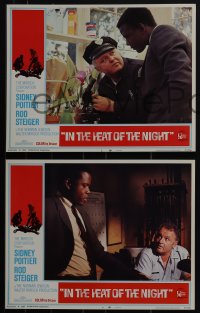 5t0735 IN THE HEAT OF THE NIGHT 8 LCs 1967 Sidney Poitier, Rod Steiger, Warren Oates, crime classic!