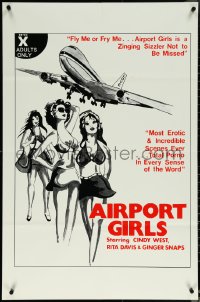 5w0623 AIRPORT GIRLS 25x38 1sh 1975 Cindy West, Rita Davis, Ginger Snaps, sexy hostesses!
