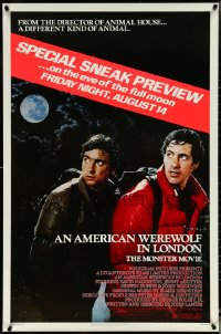 5w0632 AMERICAN WEREWOLF IN LONDON 1sh 1981 John Landis, David Naughton, Dunne, sneak preview!