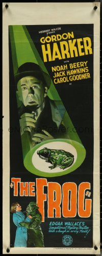 5w0165 FROG long Aust daybill 1937 Edgar Wallace, wacky art of frog in gas mask, different & rare!