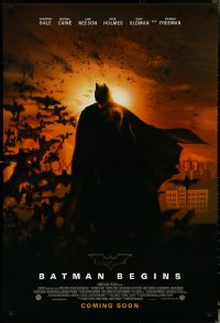 5w0653 BATMAN BEGINS advance DS 1sh 2005 Christian Bale as the Caped Crusader, coming soon!
