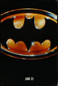 5w0652 BATMAN teaser 1sh 1989 directed by Tim Burton, cool image of Bat logo, matte finish!