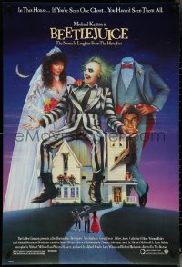5w0657 BEETLEJUICE 1sh 1988 Tim Burton, Ramsey art of Michael Keaton, Baldwin & Geena Davis!