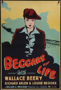 5w0658 BEGGARS OF LIFE 1sh R2017 Wallace Beery, wonderful vintage style artwork of Louise Brooks!