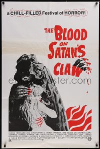 5w0669 BLOOD ON SATAN'S CLAW 1sh 1971 close up of sexy Linda Hayden with cloaked monster!