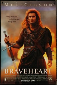 5w0680 BRAVEHEART int'l advance DS 1sh 1995 Mel Gibson as William Wallace in the Scottish Rebellion!