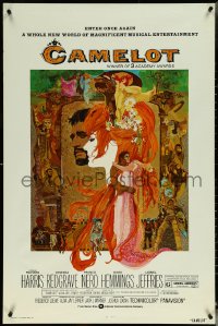 5w0684 CAMELOT 1sh R1973 Bob Peak art of Harris as King Arthur, Vanessa Redgrave as Guenevere!