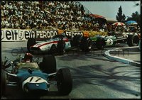5w0123 GRAND PRIX MONACO 25x36 commercial poster 1968 F1 race cars in action on the track!