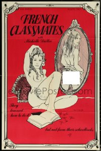 5w0750 FRENCH CLASSMATES 25x38 1sh 1977 wonderful, sexy artwork of marked woman and mirror!