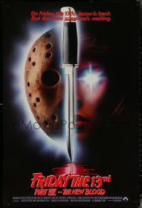 5w0754 FRIDAY THE 13th PART VII int'l 1sh 1988 slasher horror sequel, Jason's back, red taglines!