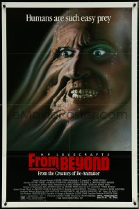 5w0756 FROM BEYOND 1sh 1986 H.P. Lovecraft, wild sci-fi horror image, humans are such easy prey!