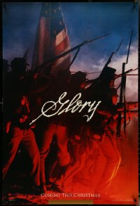 5w0767 GLORY teaser 1sh 1989 Morgan Freeman, Matthew Broderick, Denzel Washington, Civil War!