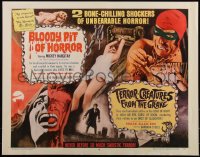 5w0447 BLOODY PIT OF HORROR/TERROR-CREATURES FROM GRAVE 1/2sh 1967 bone-chilling, unbearable horror!