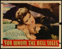 5w0471 FOR WHOM THE BELL TOLLS style A 1/2sh 1943 romantic c/u art of Gary Cooper & Bergman, Hemingway!