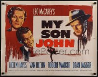5w0504 MY SON JOHN style A 1/2sh 1952 art of Communist Robert Walker, directed by Leo McCarey!