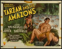 5w0533 TARZAN & THE AMAZONS 1/2sh 1945 art of Johnny Weissmuller, Brenda Joyce & Sheffield!