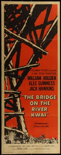 5w0570 BRIDGE ON THE RIVER KWAI insert 1958 William Holden, Alec Guinness, David Lean WWII classic!