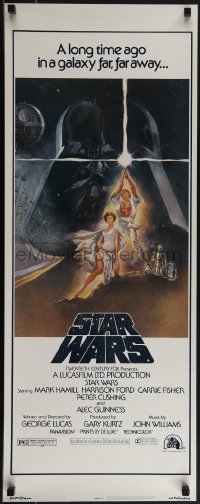 5w0606 STAR WARS insert 1977 George Lucas classic, iconic Tom Jung art of Vader over Luke & Leia!