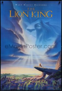 5w0854 LION KING DS 1sh 1994 Disney Africa, John Alvin art of Simba on Pride Rock with Mufasa in sky