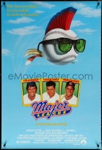 5w0876 MAJOR LEAGUE 1sh 1989 Charlie Sheen, Tom Berenger, wacky art of baseball with mohawk!