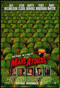 5w0880 MARS ATTACKS! int'l advance DS 1sh 1996 directed by Tim Burton, great image of cast!