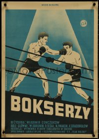 5w0222 BOKSYORY Polish 20x28 1949 cool different Mucharski art of Doronin boxing in ring, rare!
