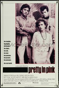 5w0944 PRETTY IN PINK 1sh 1986 great portrait of Molly Ringwald, Andrew McCarthy & Jon Cryer!