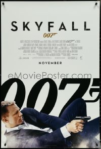 5w0999 SKYFALL int'l advance DS 1sh 2012 November style, Craig as James Bond on back shooting gun!