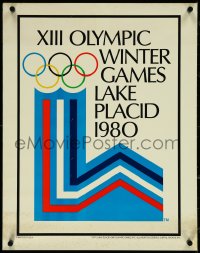 5w0292 1980 WINTER OLYMPICS 19x24 special poster 1980 art of the Lake Placid logo!