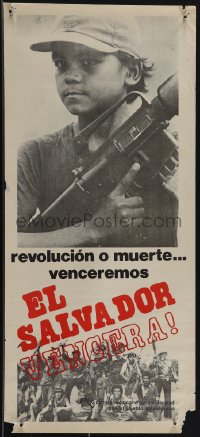 5w0295 EL SALVADOR VENCERA 11x25 Mexican special poster 1980s young guerrilla Patango holding rifle!