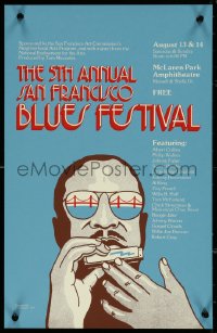 5w0332 FIFTH ANNUAL SAN FRANCISCO BLUES FESTIVAL 13x19 silk screen music poster 1977 Sharpe Golden Gate art!