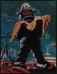 5w0297 FORBIDDEN PLANET 2-sided 17x22 special poster 1978 Robby the Robot carrying sexy Anne Francis!